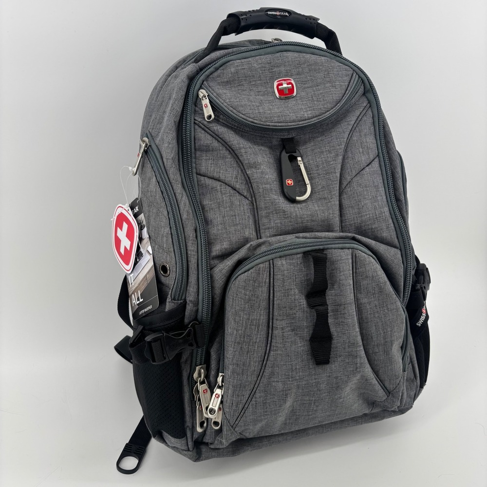 SwissGear Laptop Backpack Gray Heathered Multi-Compartment Travel Bag NWT Flaw